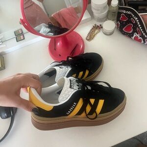 Adidas Gazelle Black and Yellow Sneakers